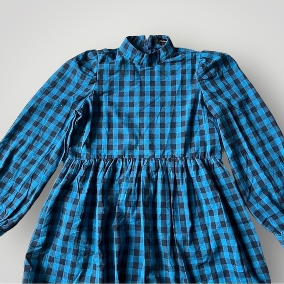 Lola May Blue Gingham Smock Midi Dress Puff Sleeve Cottagecore UK8 / US4 - Picture 9 of 14